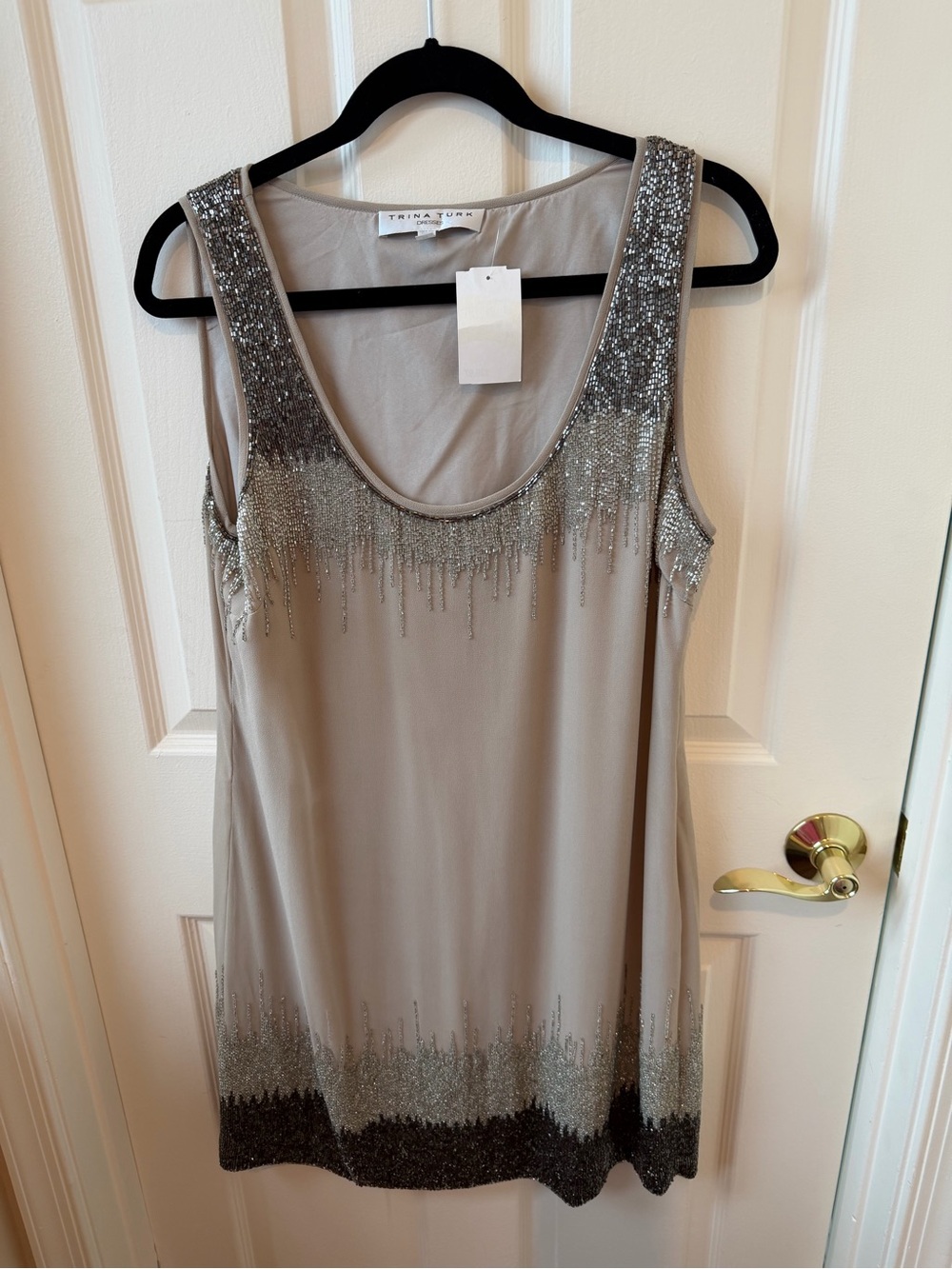 Trina Turk Taupe Sleeveless Beaded nwt size 14